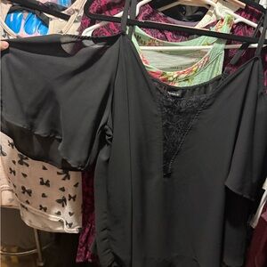 Torrid Elegant Black Cold Shoulder Blouse